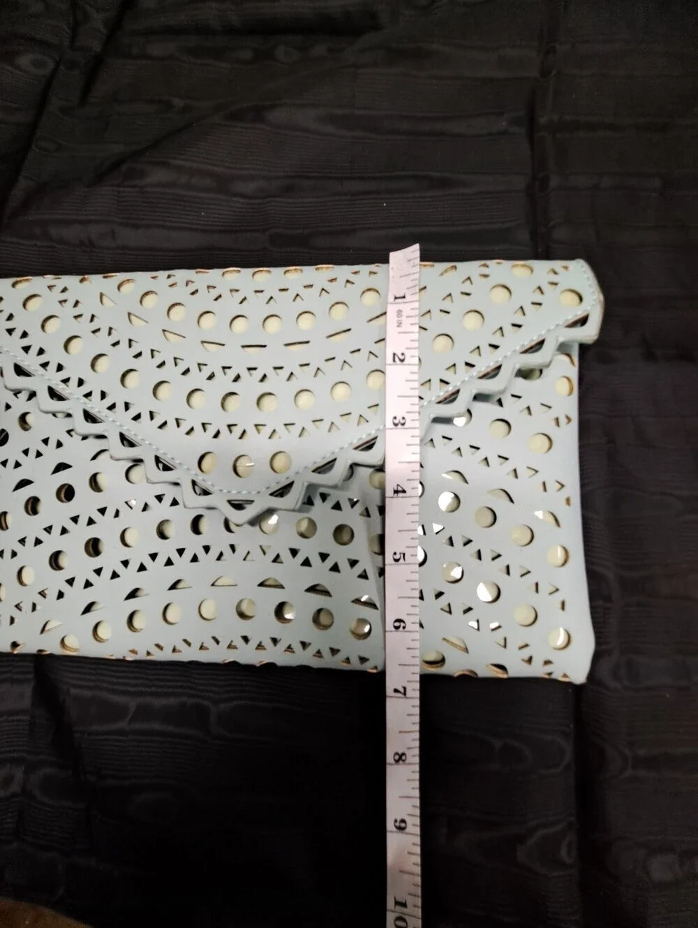 Urban Expressions Light Mint Laser-Cut Envelope Clutch with Gold Accents